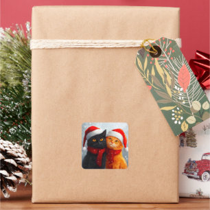 Meowy Christmas Winter Love Square Sticker