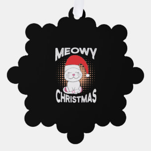 Meowy Christmas with christmas cat Tree Decoration Card