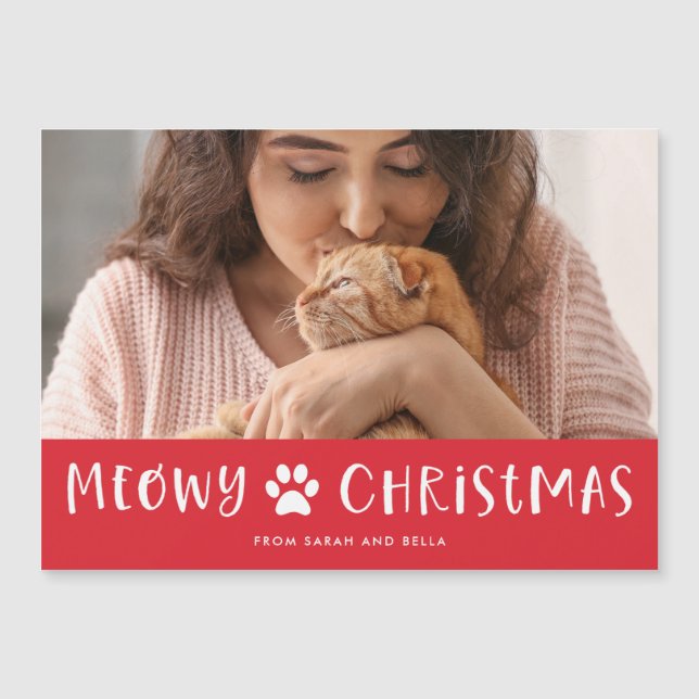 Meowy Christmas with Photo | Funny Cat Christmas (Front)