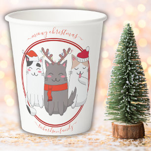 Meowy Christmas Xmas Cats Paper Cups
