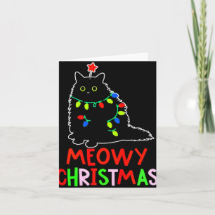 Meowy Christmas Xmas Lights Black Cat Pajamas Todd Card