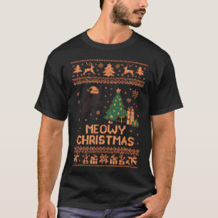 Meowy Christmas Xmas Tree Cat Ugly Sweater Pajamas