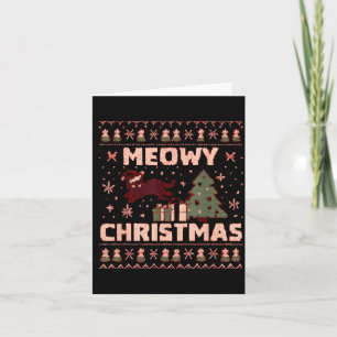 Meowy Christmas Xmas Tree Cat Ugly Sweater Pajamas Card