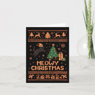 Meowy Christmas Xmas Tree Cat Ugly Sweater Pajamas Card