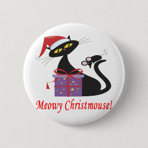 Meowy Christmouse 6 Cm Round Badge