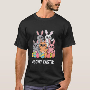 Meowy Easter Bunny Funny Cats Spring Animal Pet Wo T-Shirt