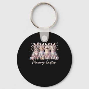 Meowy Easter Happy Easter Bunny Cats Pet Women Gir Key Ring