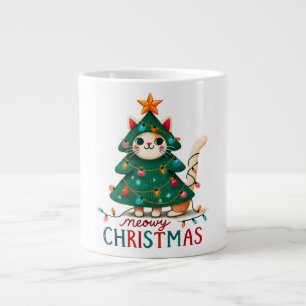 Meowy Funny Christmas Cat Large Coffee Mug