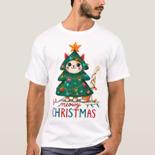 Meowy Funny Christmas Cat  T-Shirt