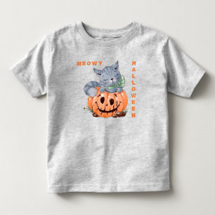 Meowy Jack o' Lantern Kitten Halloween Toddler T-Shirt