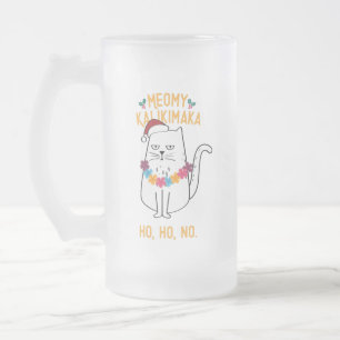 Meowy Kalikimaka - Funny Cat Christmas Frosted Glass Beer Mug