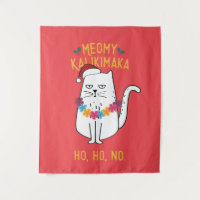 Meowy Kalikimaka Funny Cat Santa Hat Christmas