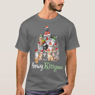 Meowy Kittymas Cats with Santa Hats Cat Christmas T-Shirt