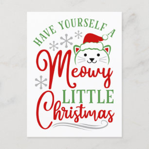 Meowy Little Christmas Holiday Postcard