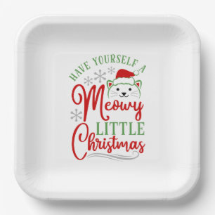 Meowy Little Christmas Paper Plate