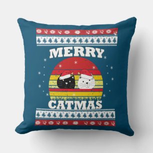 Meowy Merry Catmas Ugly Christmas Sweater Cushion