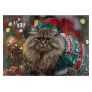 Meowy Norwegian Forest Cat Christmas Personalised  Cutting Board