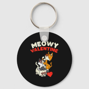 Meowy Valentine Cats Cute Kitten Cat Valentines Da Key Ring