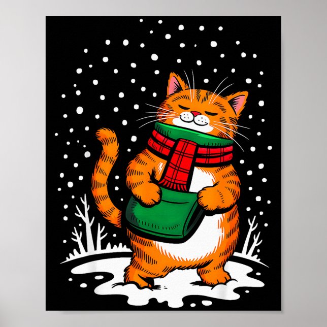 Meowy Xmas Cats Christmas Snow Kitten Funny For Ca Poster (Front)