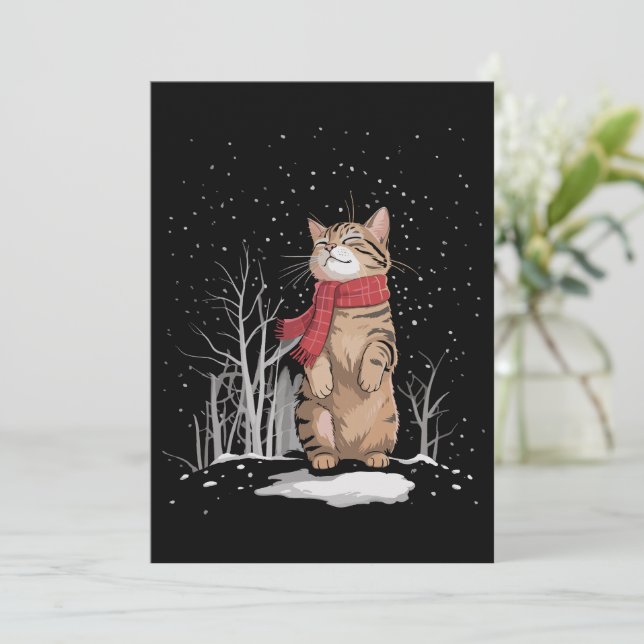 Meowy Xmas Cats Christmas Snow Kitten Funny Gift  Invitation (Standing Front)