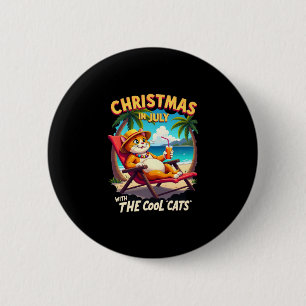 Meowy Xmas Summer Christmas In July Chillin Cool C 6 Cm Round Badge