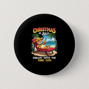 Meowy Xmas Summer Christmas In July Chillin Cool C 6 Cm Round Badge