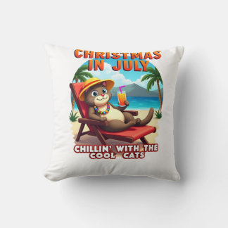 Meowy Xmas Summer Christmas In July Chillin Cool C Cushion