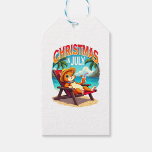 Meowy Xmas Summer Christmas In July Chillin Cool C Gift Tags