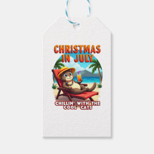 Meowy Xmas Summer Christmas In July Chillin Cool C Gift Tags