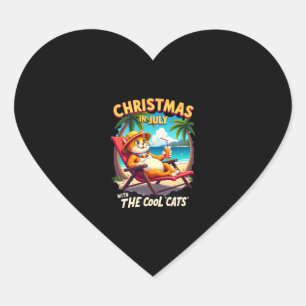 Meowy Xmas Summer Christmas In July Chillin Cool C Heart Sticker