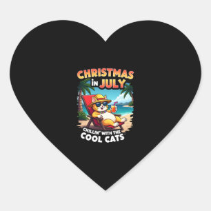Meowy Xmas Summer Christmas In July Chillin Cool C Heart Sticker