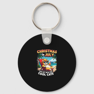 Meowy Xmas Summer Christmas In July Chillin Cool C Key Ring