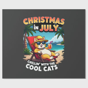 Meowy Xmas Summer Christmas In July Chillin Cool C Wrapping Paper