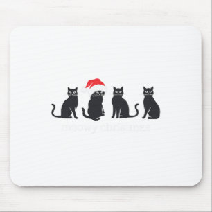 Meowys Christmas Black Cat Santa Hats Present Anim Mouse Mat