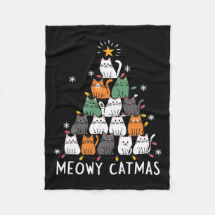Meowys Christmas Squad Cat Santa Hats Present Anim Fleece Blanket