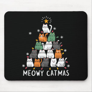 Meowys Christmas Squad Cat Santa Hats Present Anim Mouse Mat