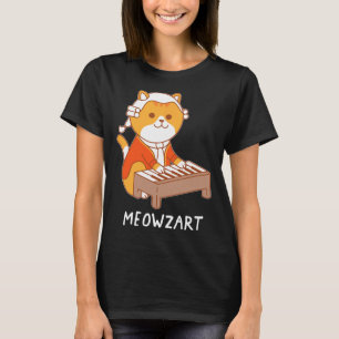 Meowzart Cat Pun Clical Music Piano Funny T-Shirt