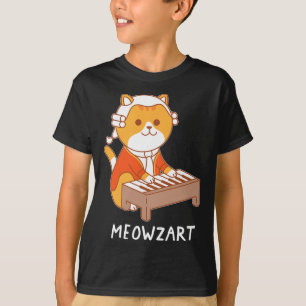 Meowzart Cat Pun Clical Music Piano Funny T-Shirt