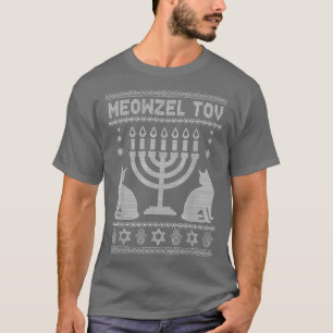 Meowzel Tov Cat Lovers Jewish Holiday Ugly Hanukka T-Shirt