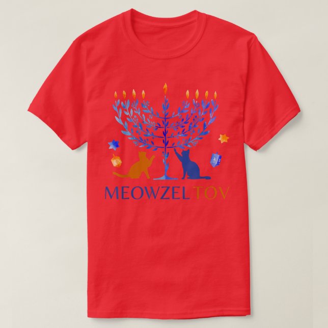 Meowzel Tov Chanukah Hanukkah Jewish Cat Owner Ugl T-Shirt (Design Front)