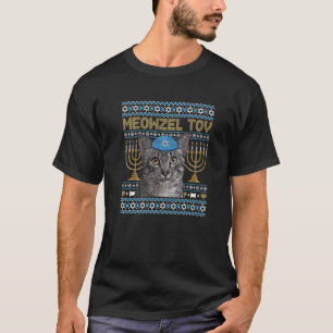 Meowzel Tov Chanukah Jewish Cat Lover Funny Hanukk T-Shirt