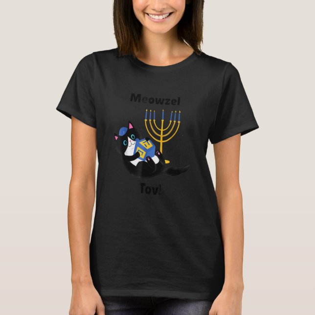 Meowzel Tov Chanukah Jewish Cat Owner Ugly Sweater (Front)