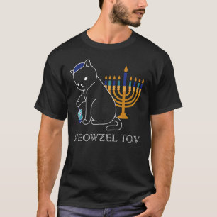 Meowzel Tov Cute Cat Mazel Tov Menorah  Hanukkah T-Shirt