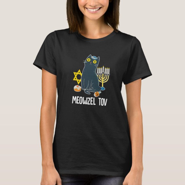 Meowzel Tov Hanukkah Cat Kitty Chanukah Jewish T-Shirt (Front)
