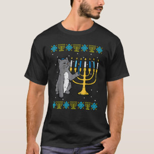 Meowzel Tov Jewish Cat Ugly Hanukkah Sweater Chan