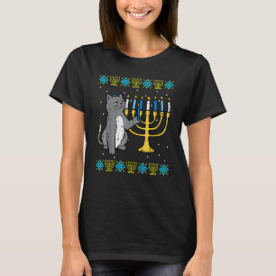 Meowzel Tov Jewish Cat Ugly Hanukkah Sweater Chan