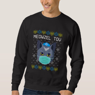 Meowzel Tov Ugly Hanukkah Sweater Cat Mask Chanuka