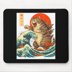Meowzilla Catzilla Cat Japanese Art Funny For Men  Mouse Mat