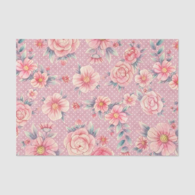 Meraki Pink Floral Series Design 17 Tissue Paper (Front)
