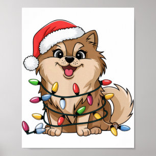 Meranian Christmas Lights Xmas Dogs For Me  Poster